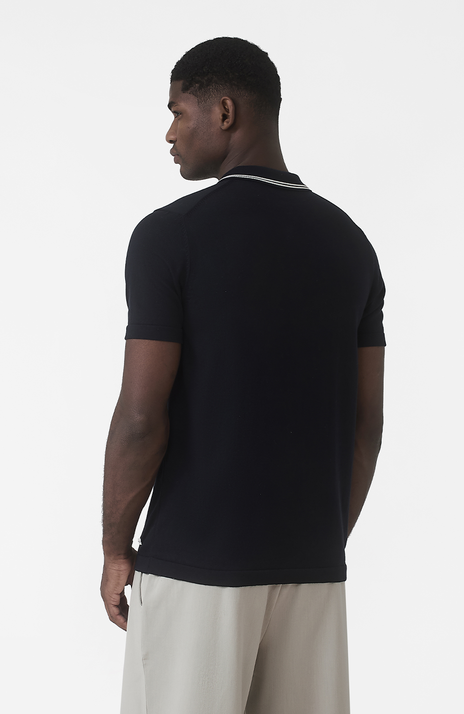Newbury Slim Zip Knit Polo in Navy