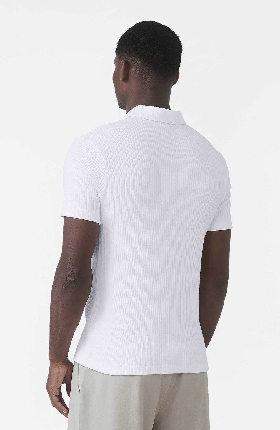 Elysee Slim Ribbed Revere Polo in White
