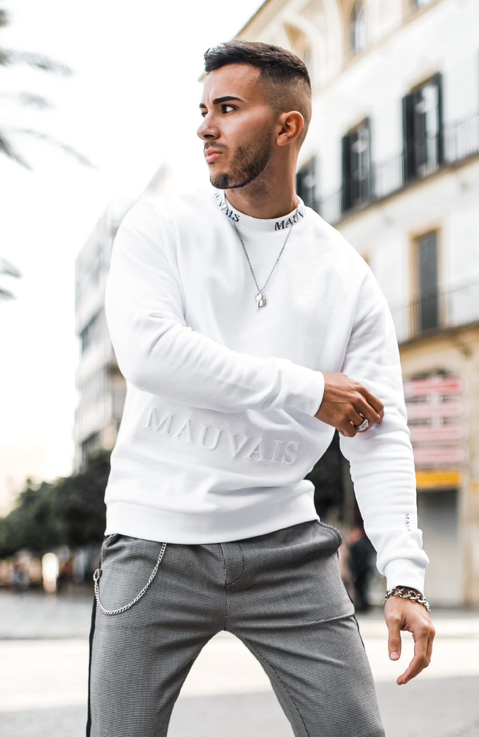 Embossed Sweatshirt in White