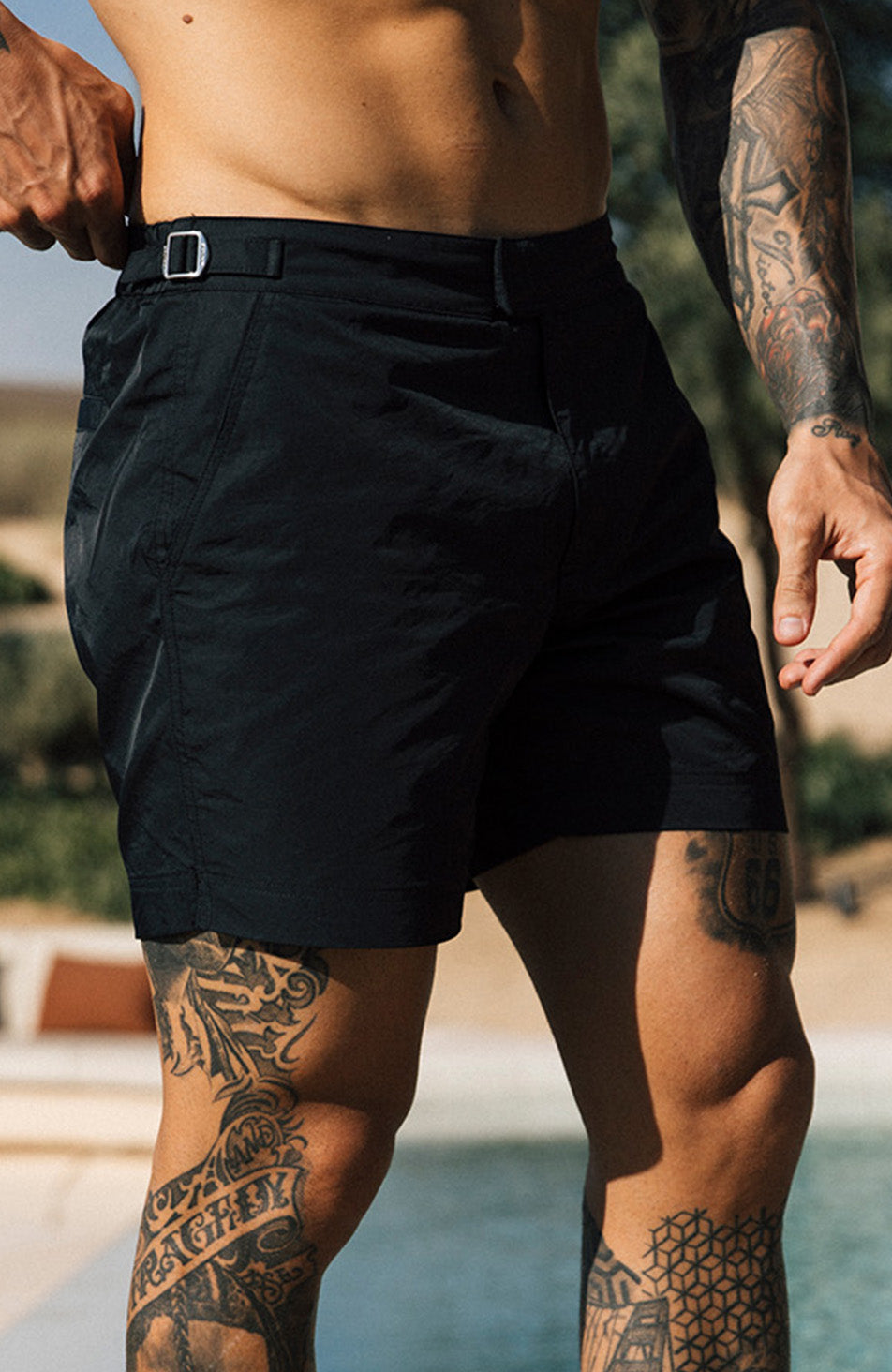 2PK Nero Swim Shorts in Black/Blue Geo