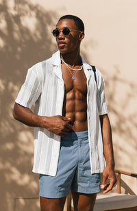 Model is 6'1 with size S chest, wearing size M