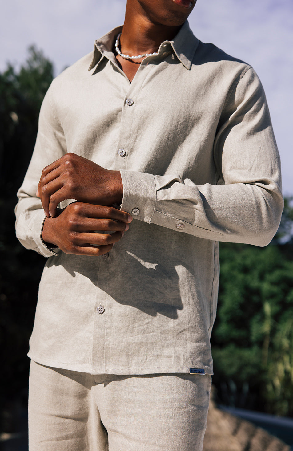 beige dress shirt Nammos Pure Linen Tailored Shirt in Beige XL