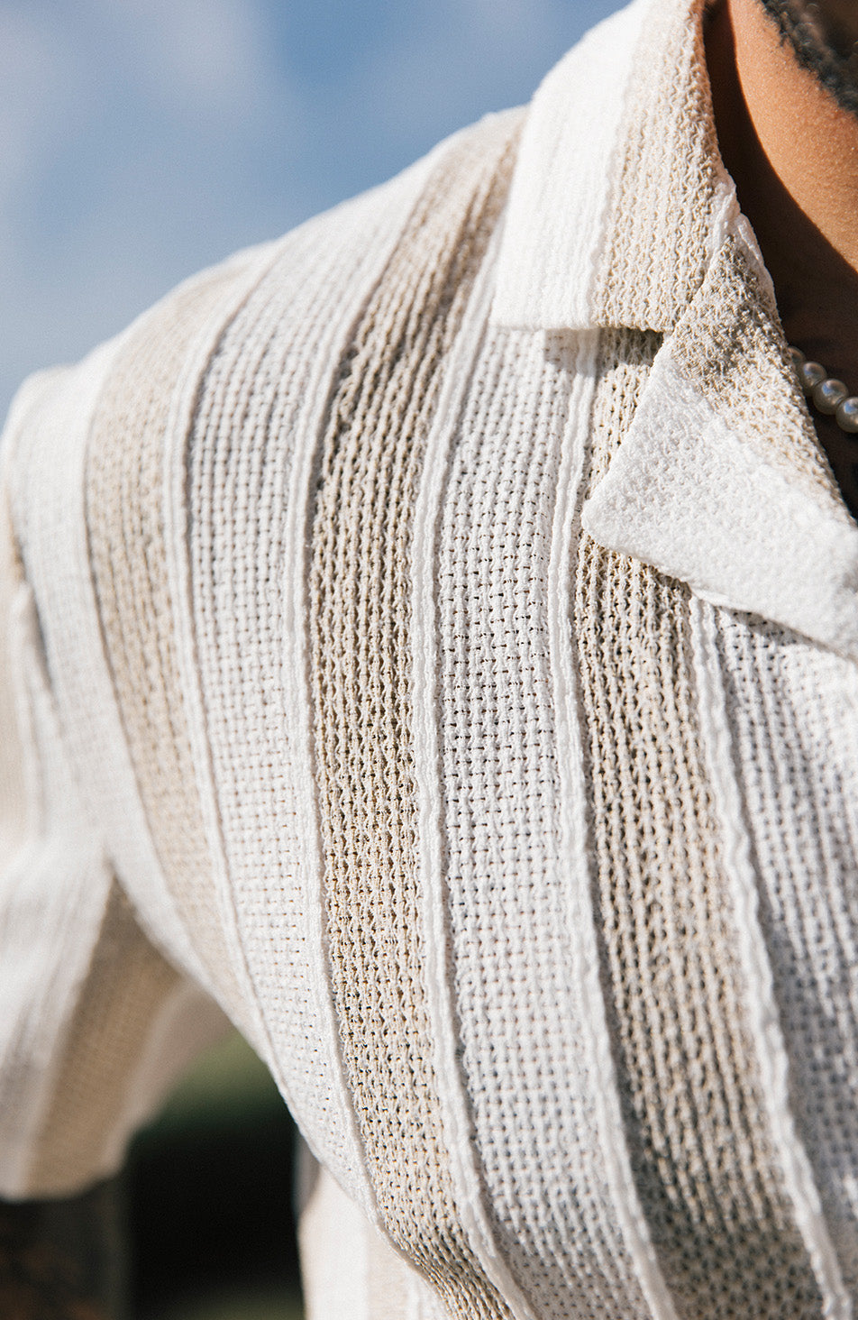 Sahara Relaxed Fit Wide Stripe Shirt in Beige