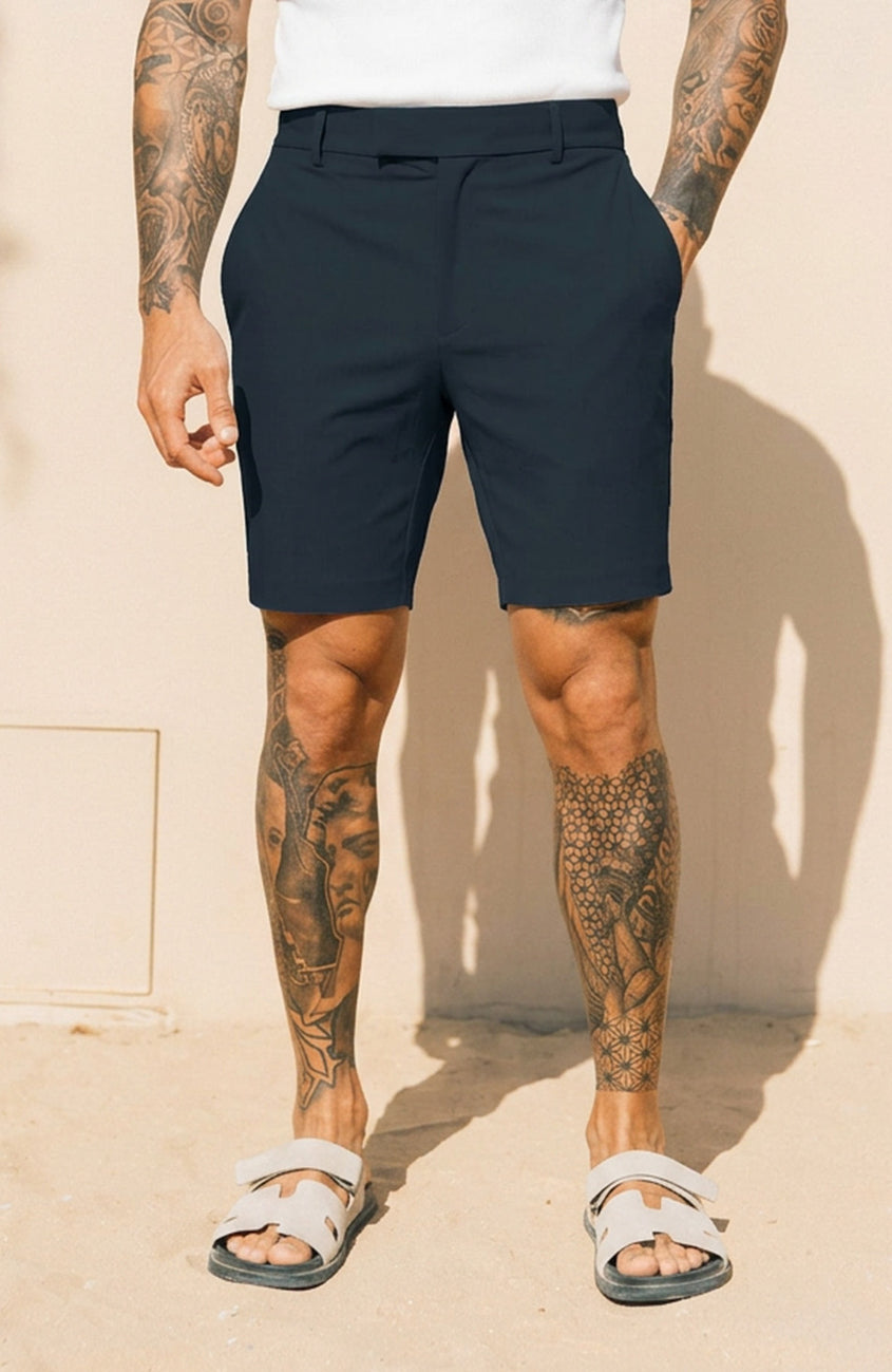 Aster Tailored Stretch Fit Short in Navy