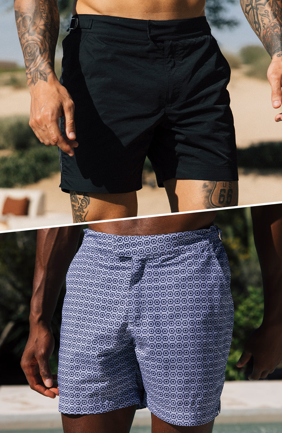 2PK Nero Swim Shorts in Black/Blue Geo