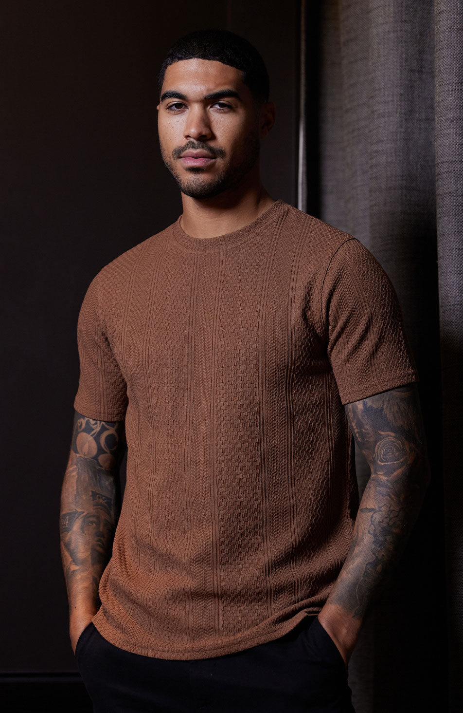 Cedro Slim Knit Tee in Caramel