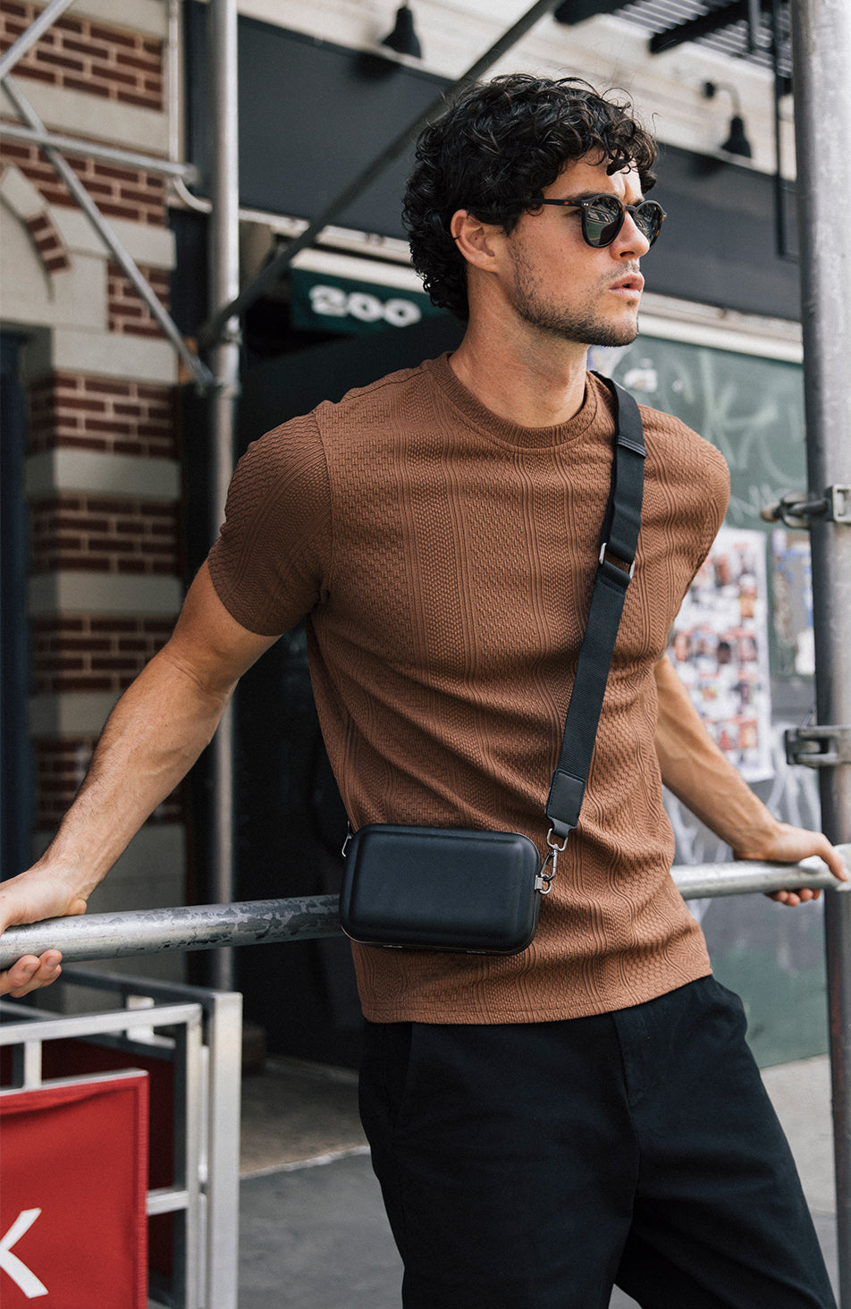 Cedro Slim Knit Tee in Caramel