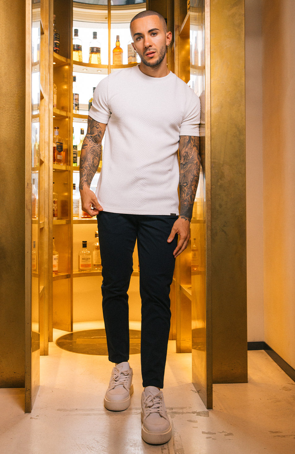 Cedro Slim Knit Tee in White