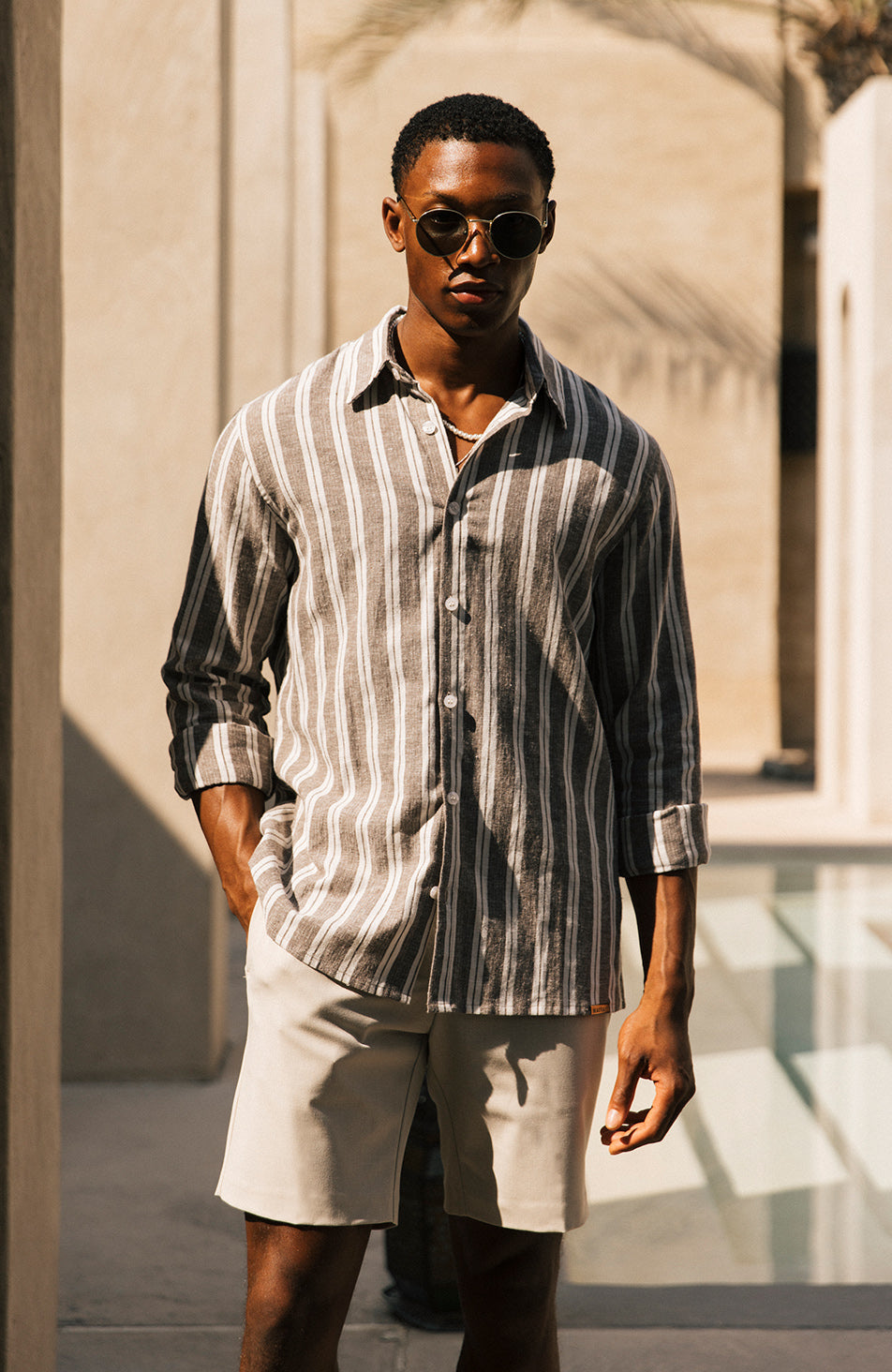 Johona Long Sleeve Stripe Shirt in Brown