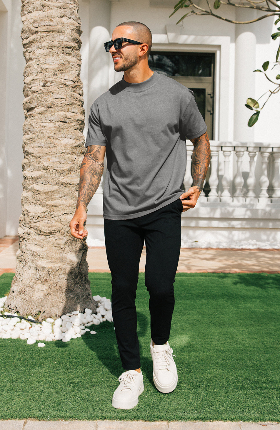 Signature Oversized Tee in Dark Grey