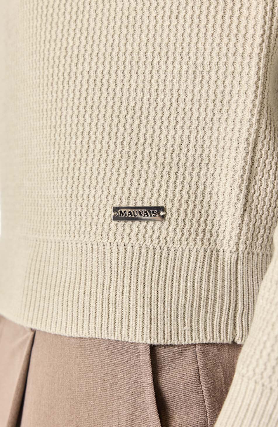 Dolce Relaxed Fit Long Sleeve Revere Jumper in Taupe