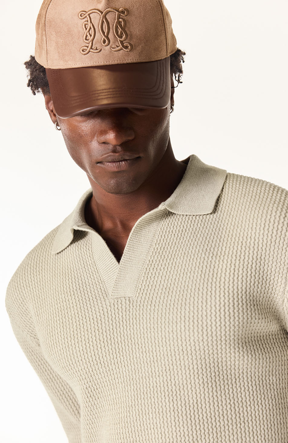 Dolce Relaxed Fit Long Sleeve Revere Jumper in Taupe