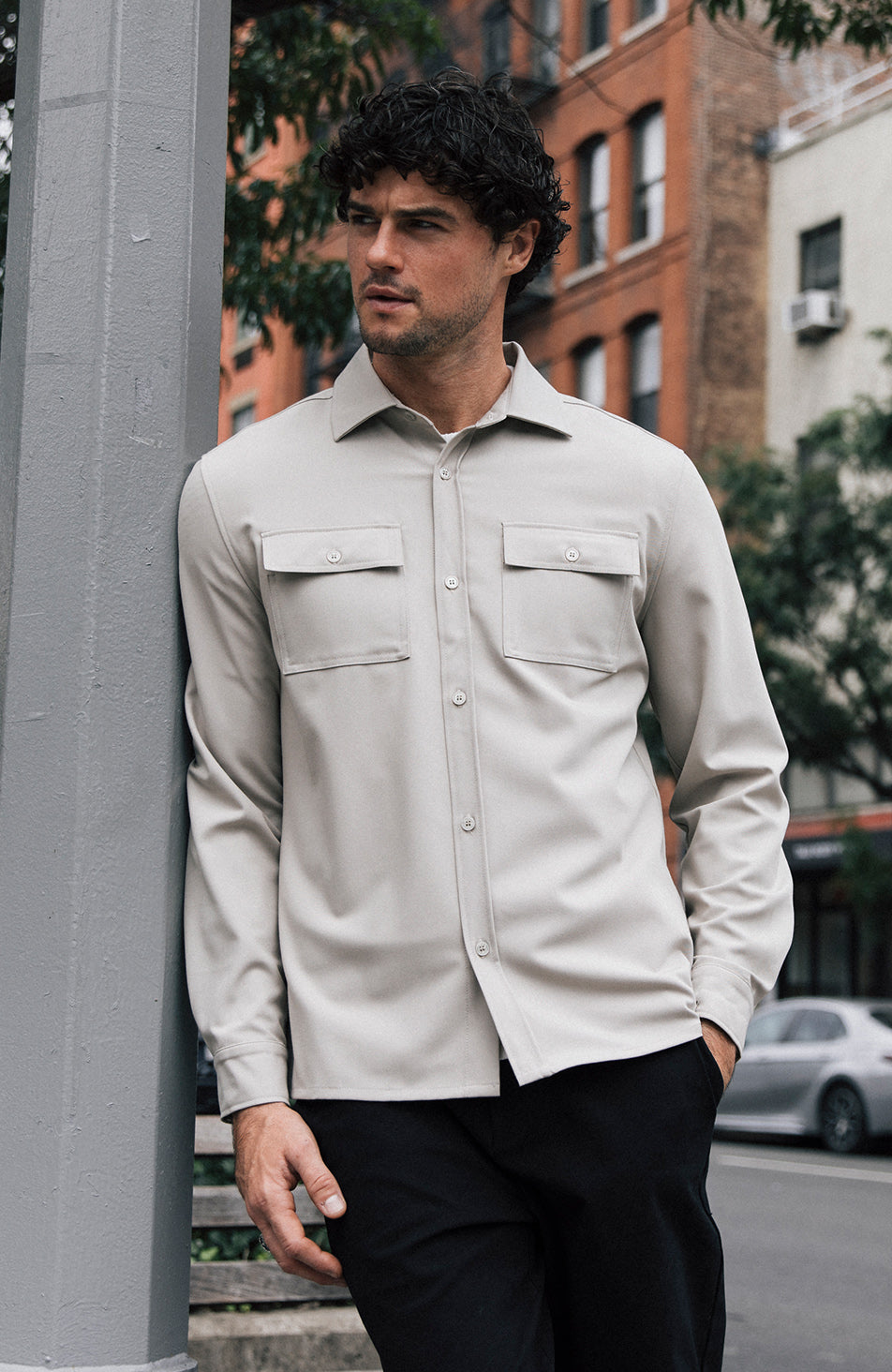 Arlington Slim Overshirt in Taupe