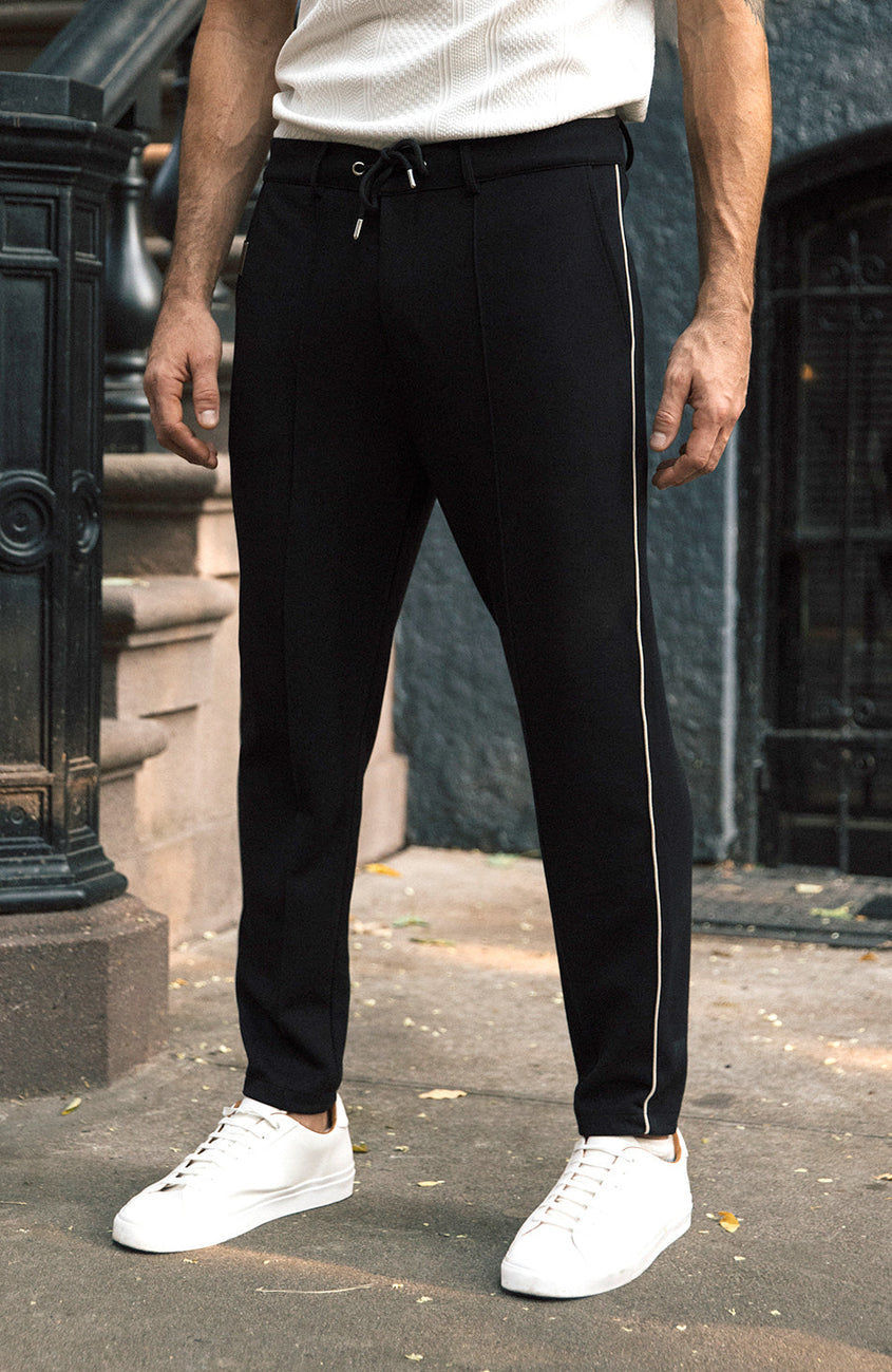 Lowell Slim Piping Pants in Black