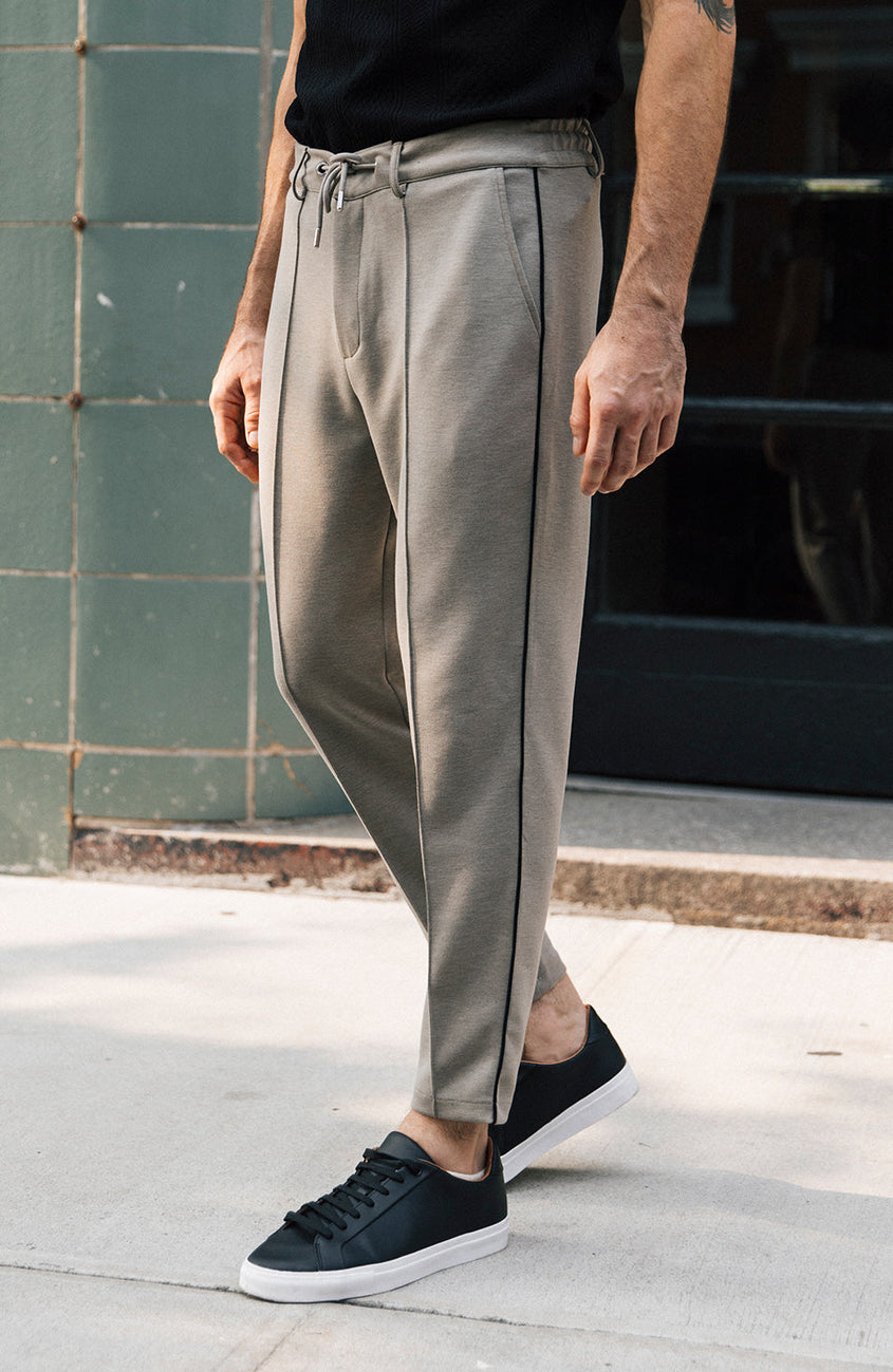 Lowell Slim Piping Pants in Taupe