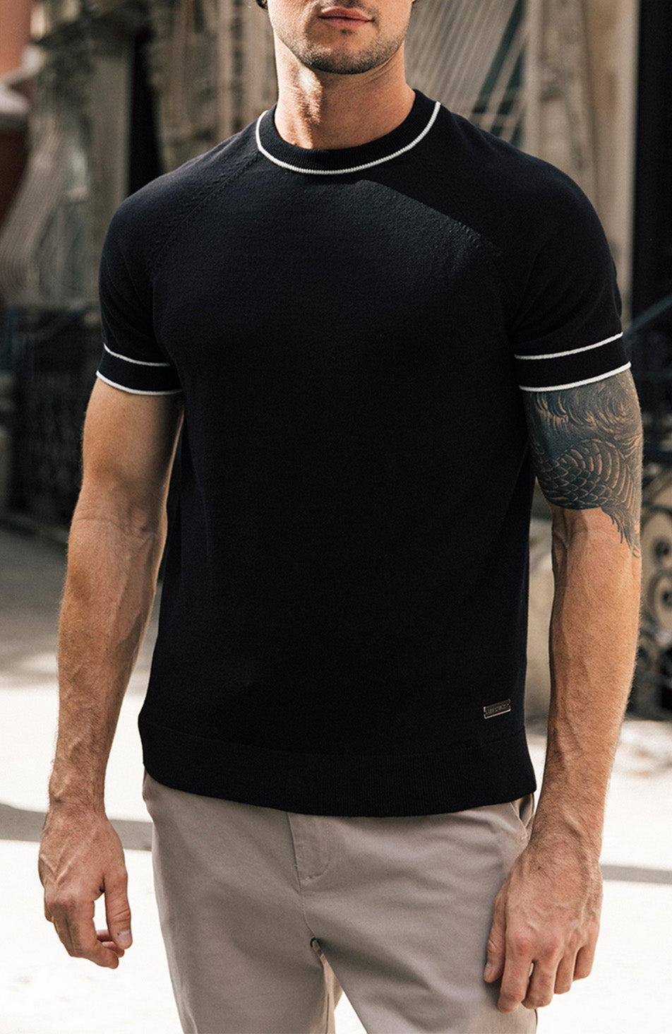 Franco Slim Knit Tee in Black