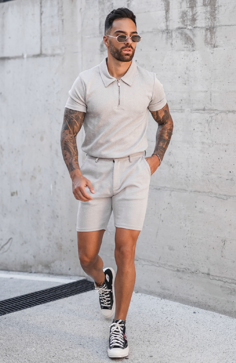 Zig Zag Premium Shorts in Ice Grey