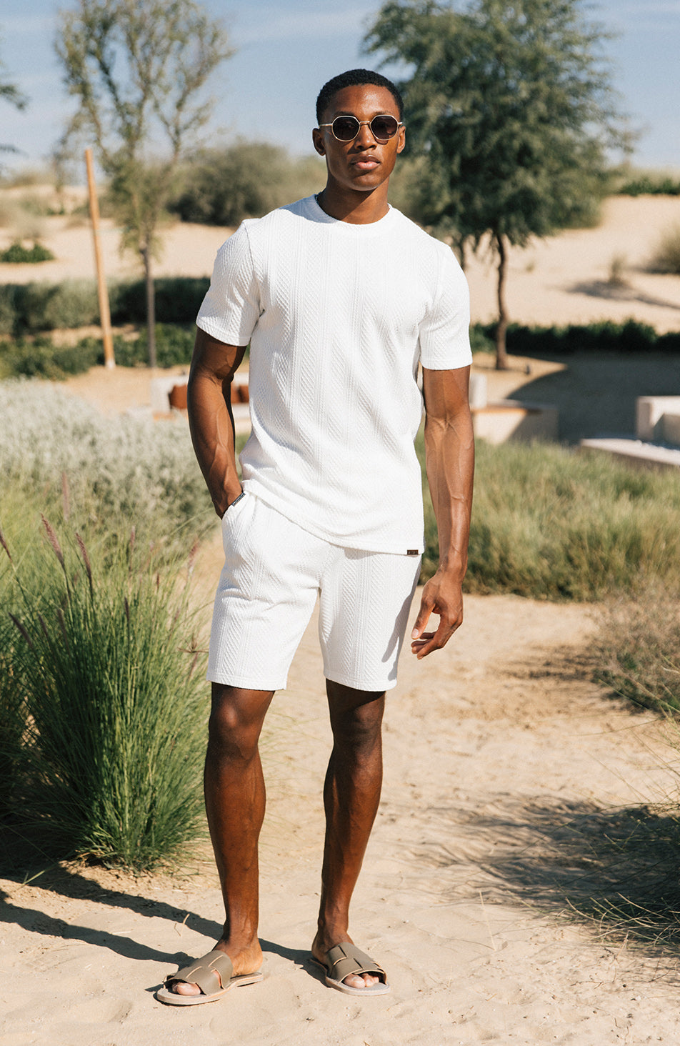 Tanami Textured Stretch Slim Tee in White