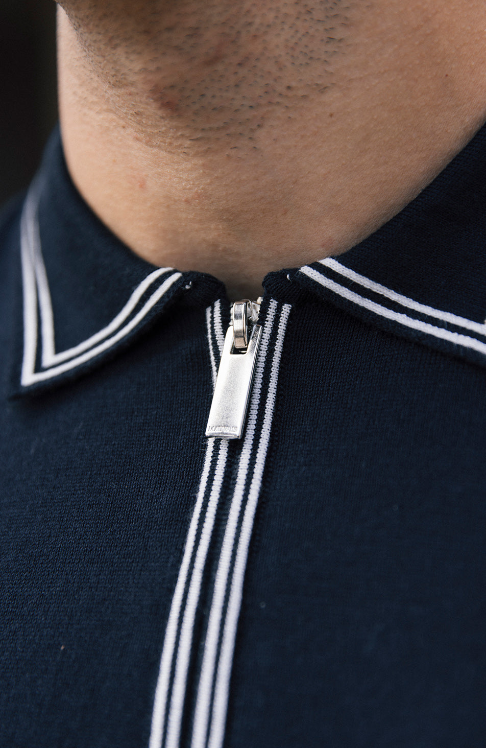 Newbury Slim Zip Polo in Navy