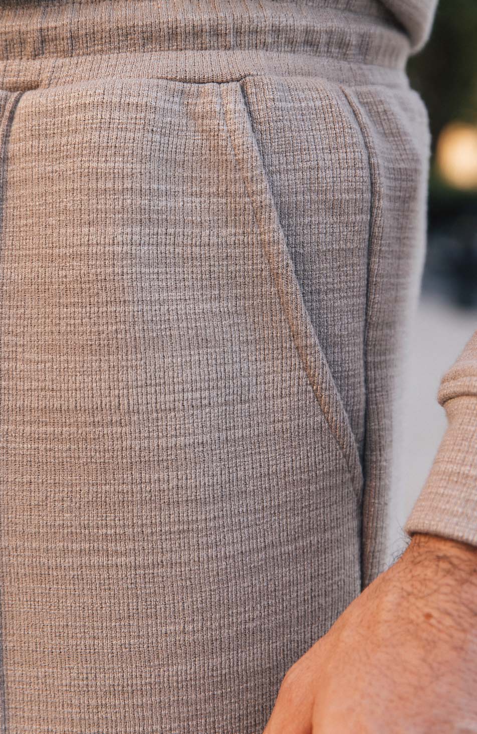 Leandre Straight Leg Premium Textured Jogger in Taupe