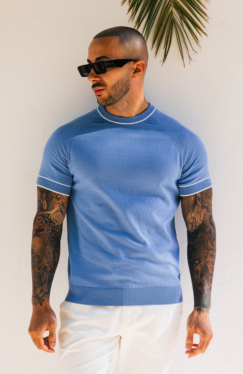 Franco Slim Knit Tee in Blue