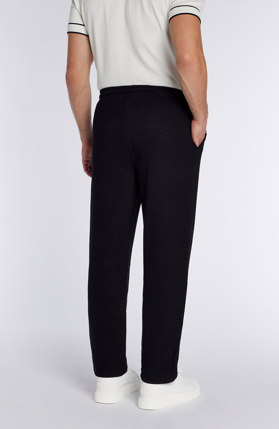 Leandre Straight Leg Premium Textured Jogger in Black