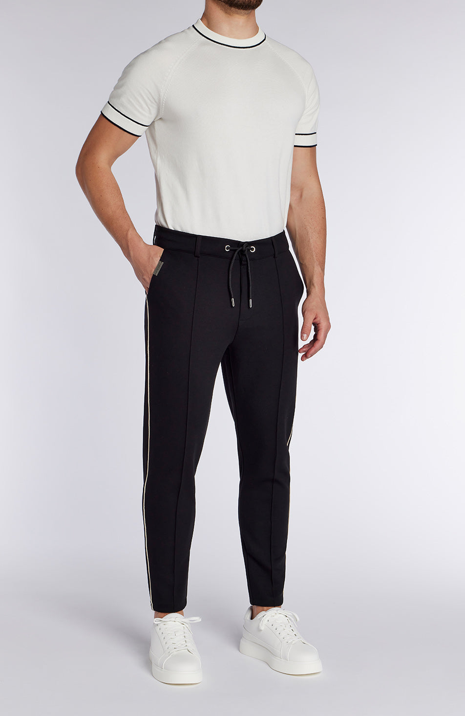 Lowell Slim Piping Pants in Black