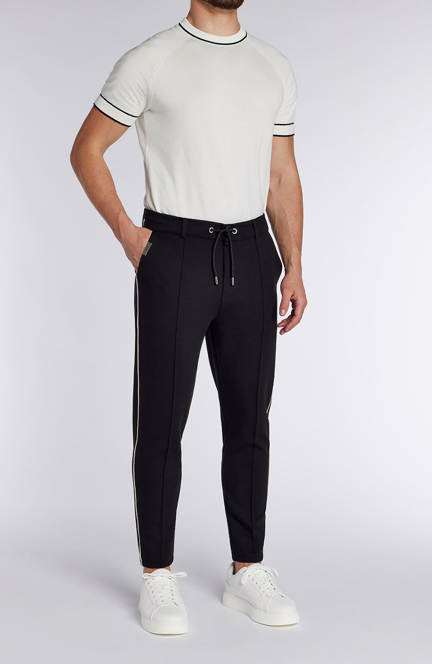 Lowell Slim Piping Pants in Black