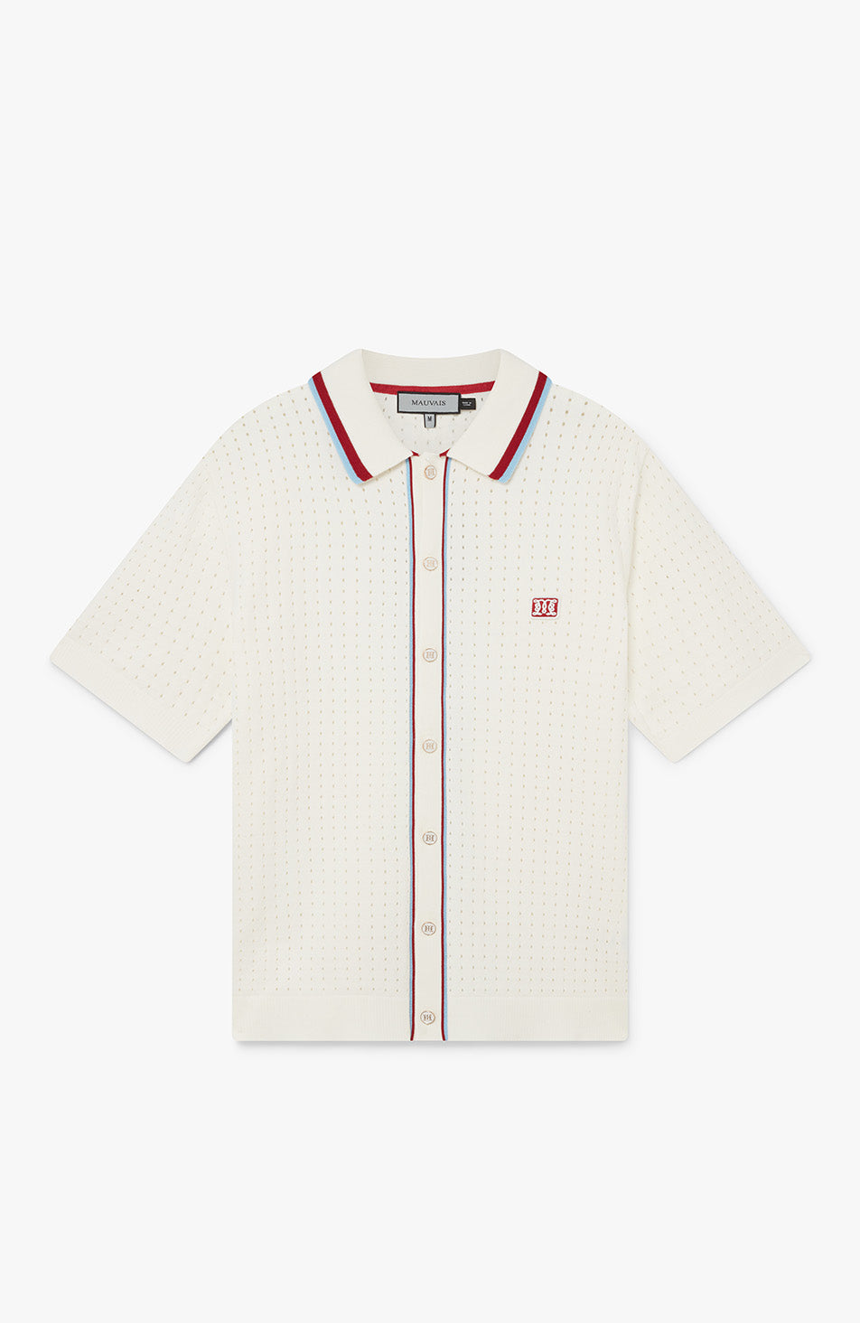 Marmont Pointelle Knitted Short Sleeve Shirt in White