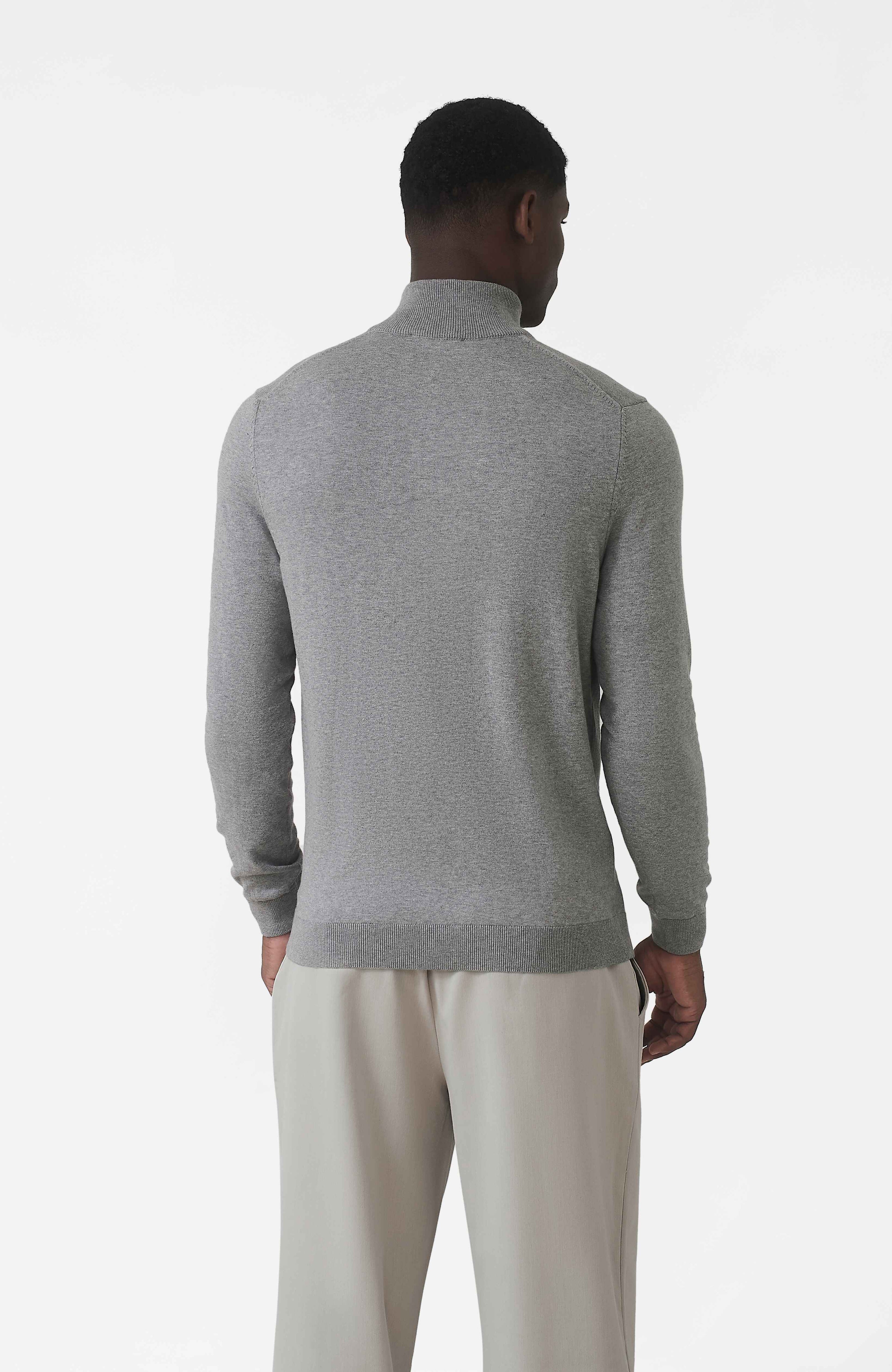 Canarsie Slim Knit Zip Jumper in Grey