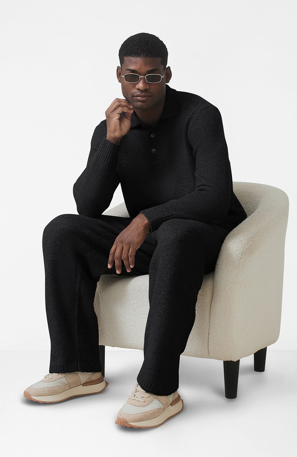 Montreux Knit Button Up Jumper in Black