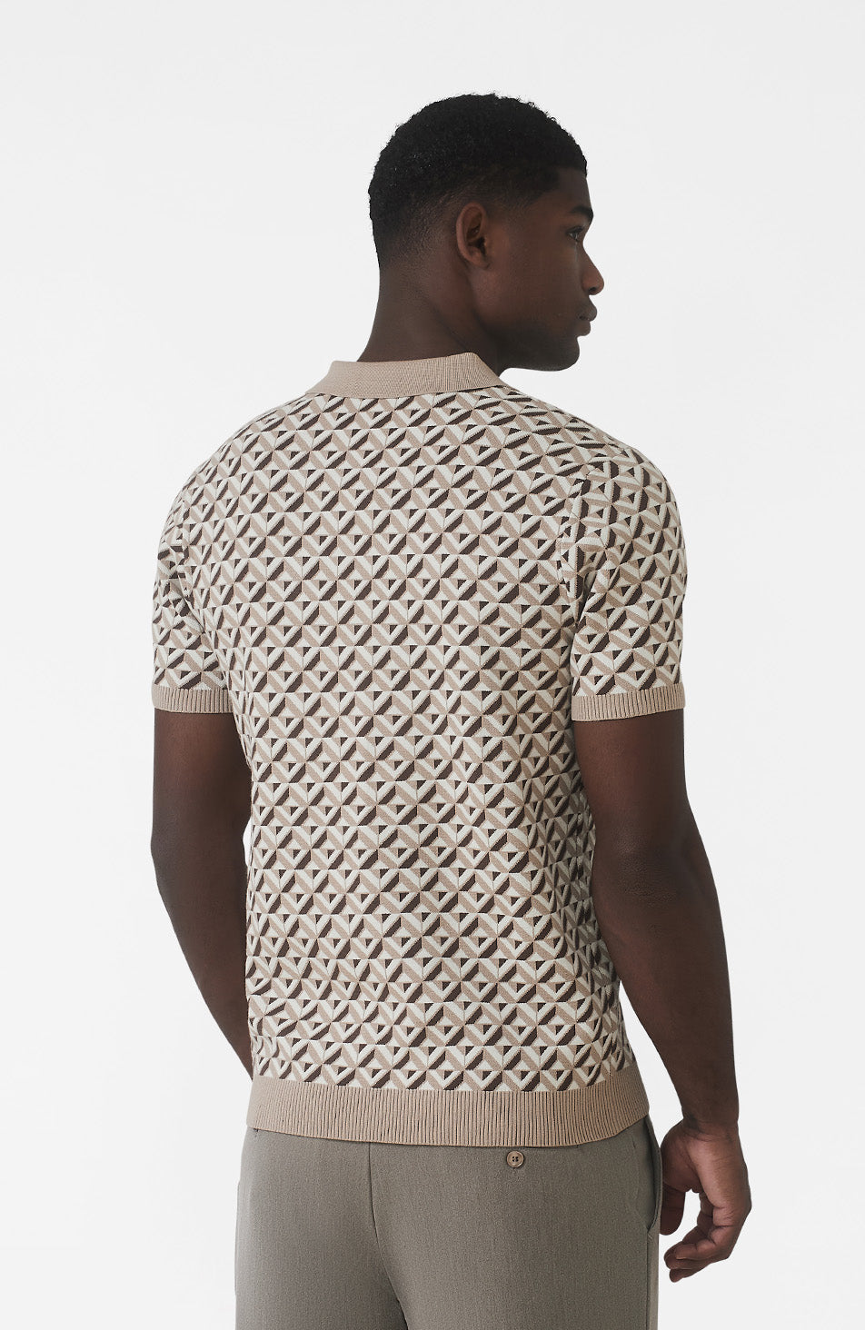 Matisse Knitted Geo Polo in Beige