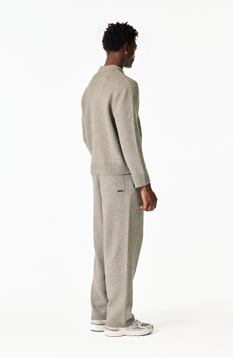 Monogram Montreux Knit Button Up Jumper in Taupe