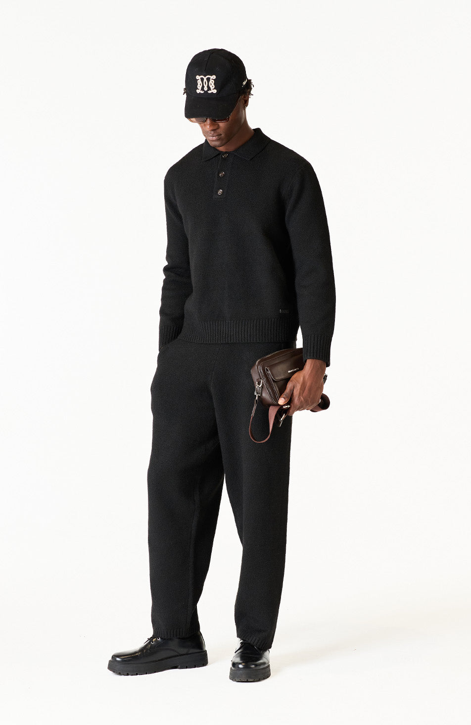 Monogram Montreux Knit Button Up Jumper in Black