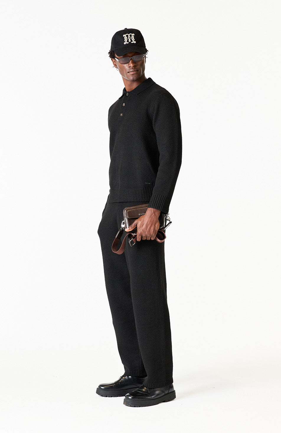 Monogram Montreux Knit Button Up Jumper in Black