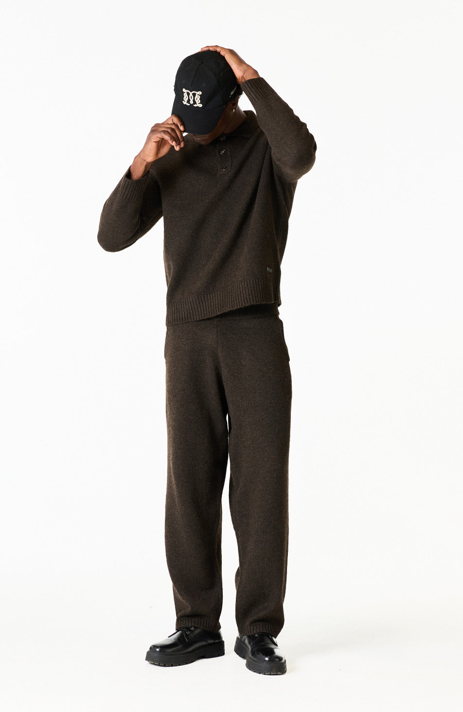 Monogram Montreux Knit Button Up Jumper in Brown