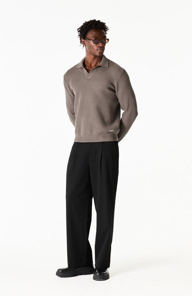 Dolce Relaxed Fit Long Sleeve Revere Jumper in Brown