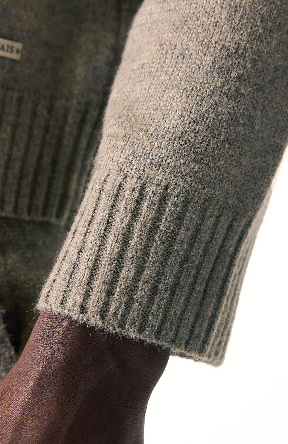 Monogram Montreux Knit Button Up Jumper in Taupe