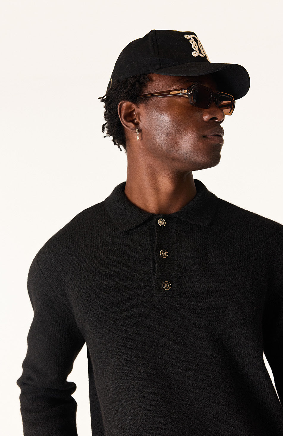 Monogram Montreux Knit Button Up Jumper in Black