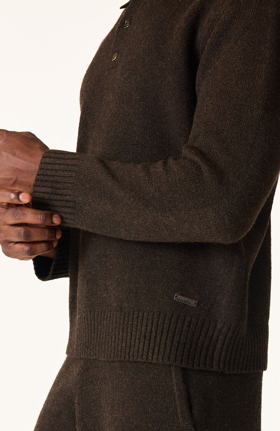 Monogram Montreux Knit Button Up Jumper in Brown