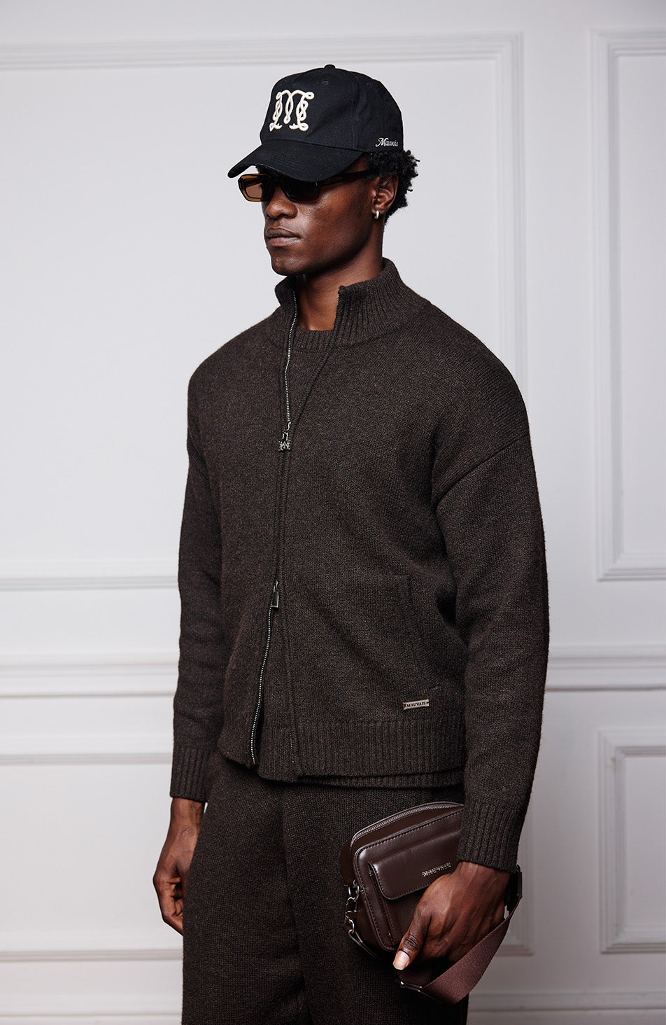 Monogram Montreux Knit Zip-Up Jacket in Brown