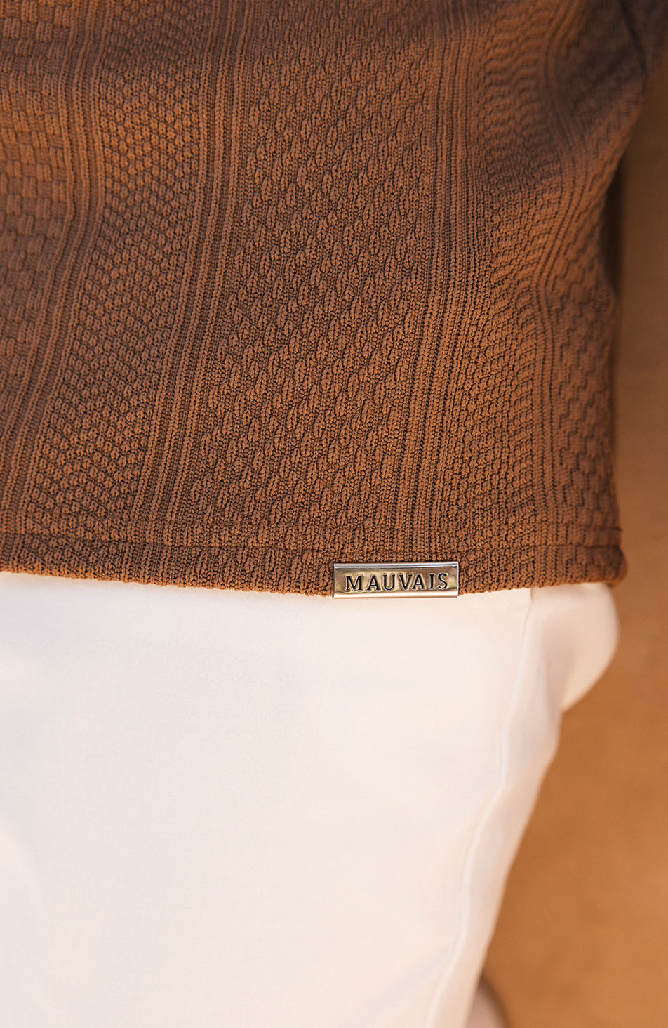 Cedro Slim Textured Tee in Caramel
