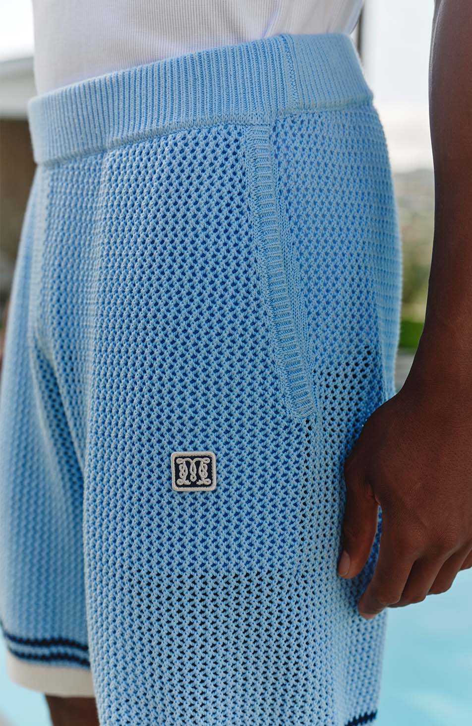 Malibu Cotton Crochet Shorts in Blue