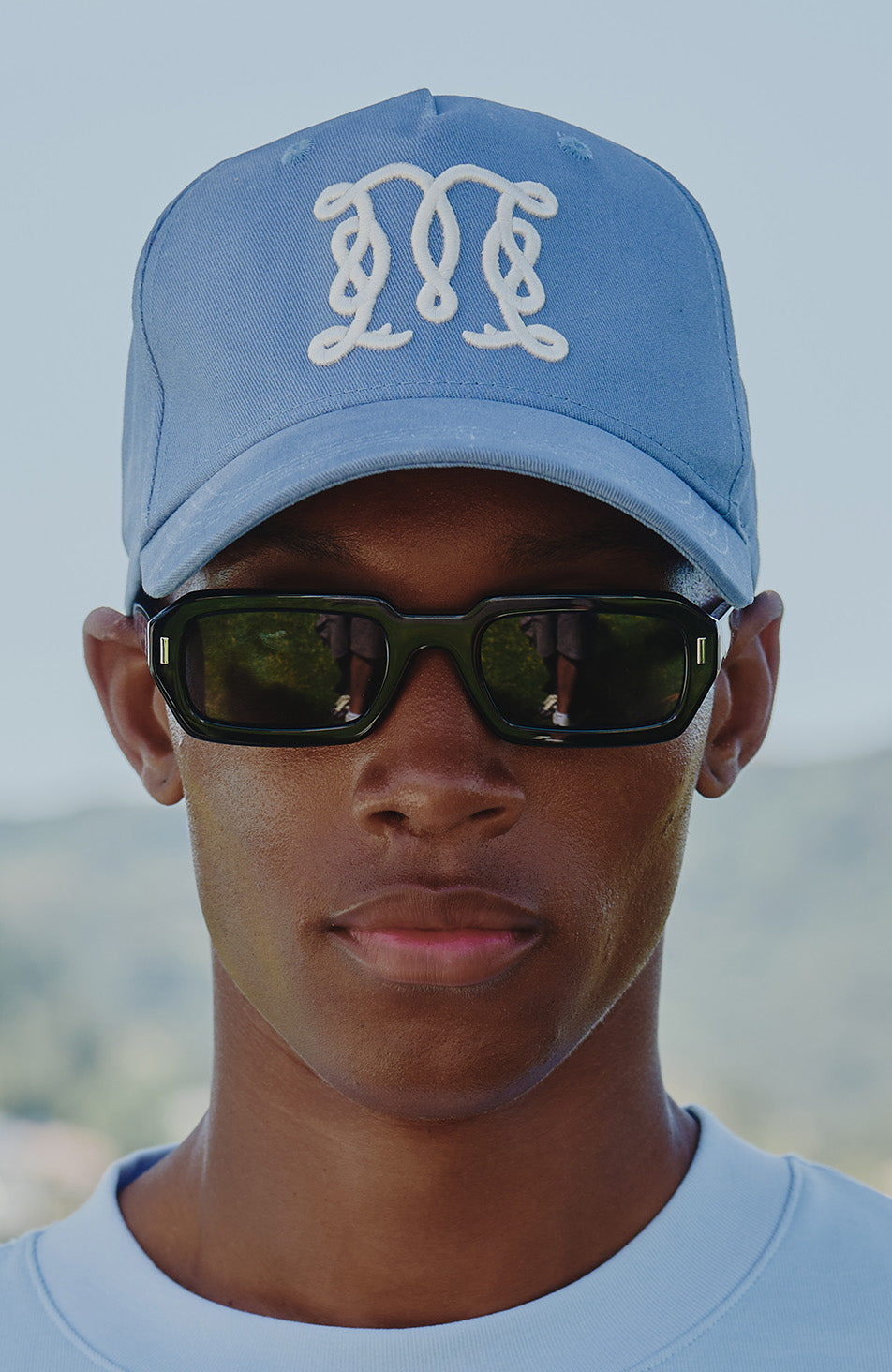 Monogram Trucker Cap in Blue