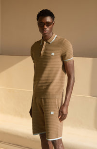 Riviera Knit Rib Polo in Taupe
