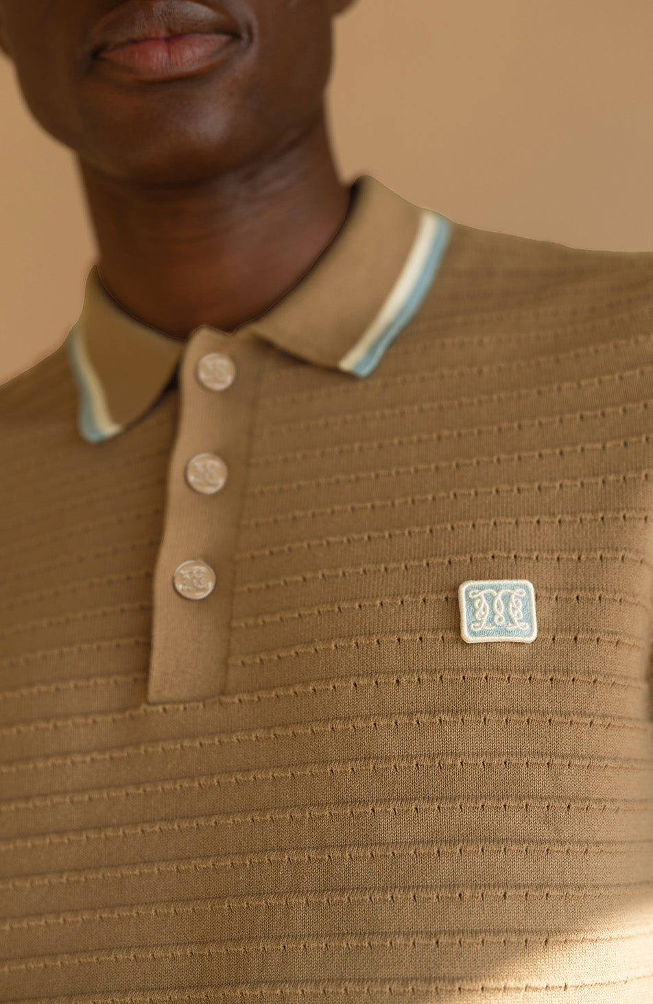 Riviera Knit Rib Polo in Taupe