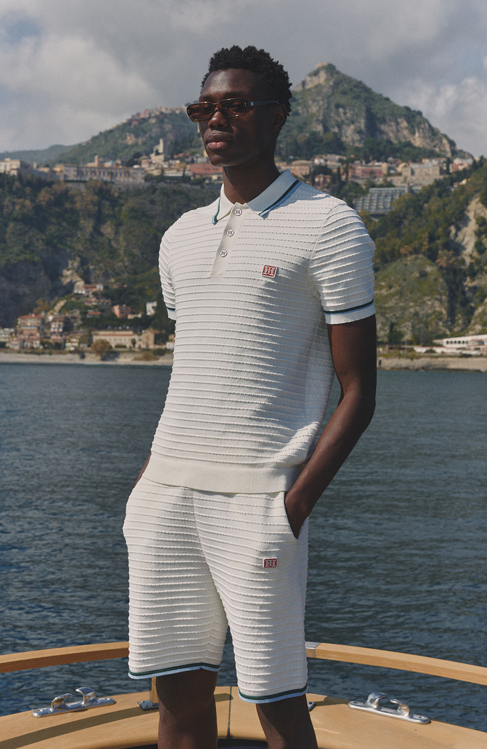 Riviera Knit Rib Polo in White