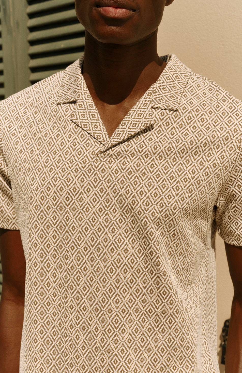 Piero Slim Geo Polo in Beige