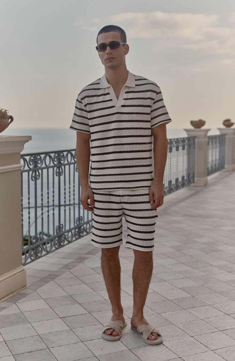 Stripe Shorts in Beige and Brown