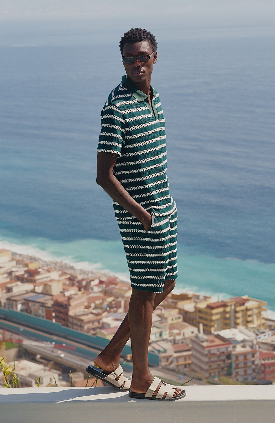 Romano Stripe Shorts in Green